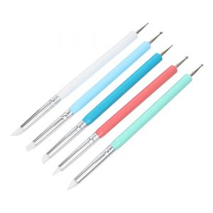 Veemoon 5Pièces Outils de Nail Art Silicone avec Pinceaux et Stylo à de Pinceaux pour Dessin et Gel UV Accessoires pour Ongles Naturals et Faux (lucy Liu, neuf)