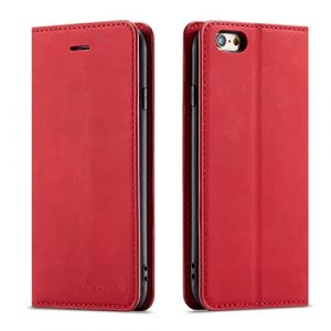 QLTYPRI Coque pour iPhone 6 Plus/6S Plus, Housse en Cuir Premium PU Portefeuille Etui, [Fentes pour Cartes] [Fermoir Magn&eacute;tique] [Stand Fonction] Flip Coque pour iPhone 6 Plus/6S Plus - Rouge (zhihen, neuf)