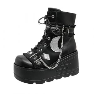 Ulalaza Escarpins Mary Jane pour femmes, chaussures Lolita, plateforme mignonne, gothique, Double bride &agrave; la cheville, bout rond, talon &eacute;pais, pour rencontres, bo&icirc;te de nuit (ToBe-One, neuf)