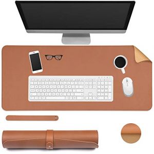 Dricar Sous Mains Bureau, Tapis de Souris 70 x 30cm, Tapis de Bureau en Cuir Li&egrave;ge Double Face Deux Couleurs Protege Bureau pour Bureau Maison (Marron) (XinZYL, neuf)