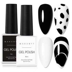Makartt Gel Vernis à Ongles Kit, Noir Blanc Vernis à Ongles Gel Set Noir & Blanc Soak Off Nail Gel Polish LED Requis UV Gel Polish Gel Nail Kit Ongles Noirs Ongles Blancs Gel Peinture 2Pcs (makartt, neuf)