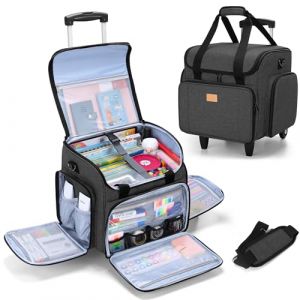 Luxja Sac &agrave; roulettes pour Professeur avec Plusieurs Poches et Coussin de Soutien Inf&eacute;rieur, Sac de Transport pour Enseignant avec Chariot D&eacute;tachable (Brevet de Conception), Noir (SILIDE EU, neuf)