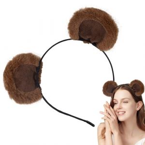 Serre-t&ecirc;te oreilles d'ours pour adulte | Joli bandeau amusant et pelucheux avec oreilles de tamia marron | Pour femmes et filles | Pour vacances, No&euml;l, f&ecirc;te d'anniversaire, c&eacute;l&eacute;bration, s&eacute;ance photo (ziokuga, neuf)