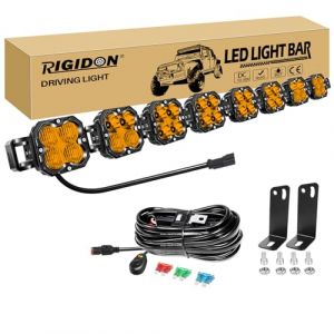 RIGIDON Barre de Led 4x4 avec 12V DT faisceau kit, 53 Pouces 134 cm 240W 20000LM Barre lumineuse led pour offroad V&eacute;hicules Voiture Camion ATV, Ambre feu antibrouillard, &Eacute;tanche phare de travail (Sanyue-EU, neuf)