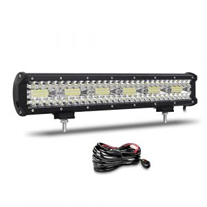 Willpower 43cm 17'' 360W Barre LED Spot et Inondation Rampe LED 12V 24V Étanche Bar a LED Feux Phare de Travail LED Projecteur LED pour 4x4 Voiture Camion Tracteur Quad Véhicule Bateau con Câblage (YZ-EU, neuf)