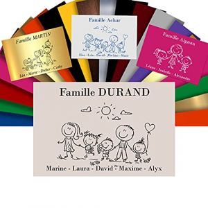 Plaque De Maison Famille Personnalisée Pour Boite Aux Lettres - Plaque Family PVC À Personnaliser - 12x8cm - 24 Motifs Disponibles (Beige) (GRAVURE ET COMPAGNIE, neuf)