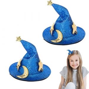 Épingles à cheveux effrayantes, clip de chapeau de sorcier,2 pièces couvre-chef de costume d'Halloween | Épingles à cheveux pour femmes, Costume étoile et lune brillantes, couvre-chef, chapeau de magi (newaslat, neuf)
