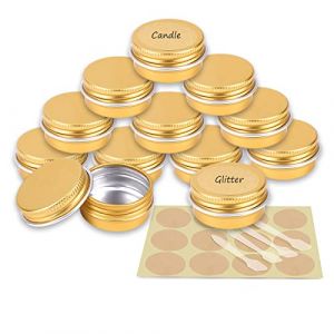 YANCAER 10 Pièces Pots en Aluminium Or de 10ml avec Couvercle - D35mm x H17mm Vide Ronde Cosmétiques Pot Conteneurs de Voyage pour Maquillage, Crème, Baume à Lèvres, Mini Bougies (CaYanear, neuf)