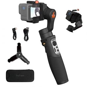 Hohem iSteady Pro 4 3 Axes Stabilisateur Portable Cardan amélioré,Compatible avec Gopro Hero 12/11/10/9/8/7/6/5/DJI Osmo Action/Insta360, pour Caméra Sportive de la Même Taille, Tournage Chronométré (sz-silver-cam-eu, neuf)