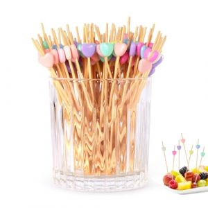 Sandiyago 200 Pièces Pique Cocktail Bois, Pouces Brochettes à Cocktail, Bâtonnets de Fruits en Bois, Brochettes Cocktail Bois pour Pique Aperitif, Habiller Toutes Sortes de Gâteaux, Légumes, Fruits (ZCZS, neuf)