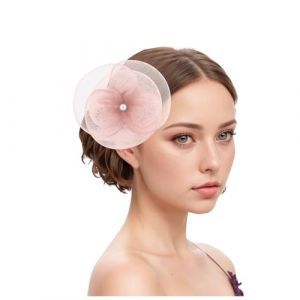 Chapeau bibi vintage pour femme - Voile de mariée - Accessoire de cheveux - Plume - Voile - Banquet - Chapeau en maille - Barrettes à cheveux élégantes - Pour carnaval, cocktail, thé (Woybda, neuf)