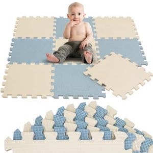 LittleTom 9 Pièces Tapis de Sol Bébé dès Le Premier Mois - 30x30 cm Dalles en Mousse EVA - Surface de Jeu Douce pour l'Éveil - Carrés Puzzle Antidérapants - Revêtement pour la Chambre des Petits (einspreis, neuf)