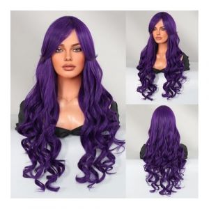 Perruques, Perruque sirène habiller cheveux longs bouclés glace bleu dégradé sirène Cosplay perruque,pour femmes(Mermaid dark night purple) (xinhaung, neuf)