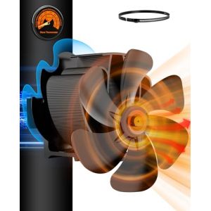 semai Ventilateur Poele &agrave; Bois 6 Pales, Silencieux Ventilateur de Poele, Ventilateur Chemin&eacute;e pour Bois/B&ucirc;ches/Foyer/Tuyau de Po&ecirc;le avec Thermom&egrave;tre et 1 Pi&egrave;ce de Rechange Anneau (stonehill trading GmbH, neuf)