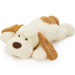 MorisMos 80 cm de long - Grand chien - Doudou en peluche douce - Blanc - Peluche g&eacute;ante - Cadeau d'anniversaire et de No&euml;l pour b&eacute;b&eacute;s et enfants (Lanmore, neuf)