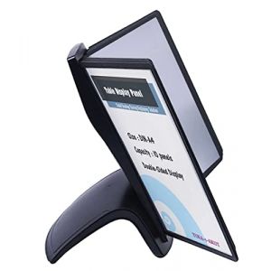 TUKA-i-AKUT Kit Pupitre Présentoir de Table, avec 10 Panneaux d'Affichage A4 Pochettes de Vision, Présentation et Consultation Documents. Système de Panneau, Tableau de Vision, Noir TKD8220 Black (TuKai, neuf)