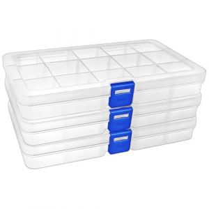 DARUITE Boite Rangement Plastique Compartiment, Boite Compartiment, Petite Boîte de Rangement Transparente Boite Plastique pour Perles, Boucles Doreilles, Outils, Crochet de Pêche, 15Grids-3PCS (DFT TECHNOLOGY CO, neuf)
