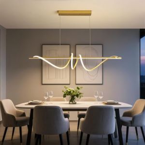 Mikeru Plafonnier LED pour salle &agrave; manger, design moderne en spirale, lustre &agrave; intensit&eacute; lumineuse variable en continu avec t&eacute;l&eacute;commande, fonction m&eacute;moire, hauteur r&eacute;glable, pour cuisine, espaces de (Mikeru-fr, neuf)