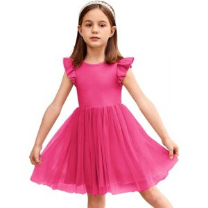 Arshiner Robe pour Filles Robe D'été en Tulle pour Tout-Petits Robe de Fête pour Enfants Robe de Princesse Robe de Soirée Rose 3-4 Ans (Arshiner Store, neuf)