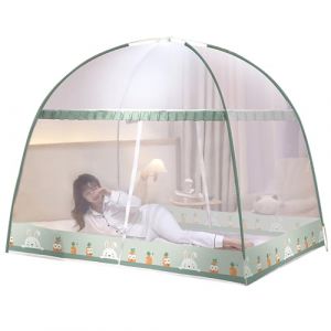 Makamsui Moustiquaire Tente pour lit, double porte, ciel de lit pop-up avec fond en filet, fermeture éclair, ouverture rapide, entièrement fermé, couverture de lit anti-moustiques, rideau pour (Jiuois, neuf)