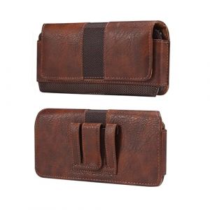 Horizontal Pochette Cuir pour T&eacute;l&eacute;phone Homme Marron, Sac de Ceinture Clip pour Smartphone, Vertical &Eacute;tui de Ceinture Sacoche Homme Femme Sac Randonn&eacute;e Housse Transport Coque Portefeuille avec Boucle (Moteen, neuf)