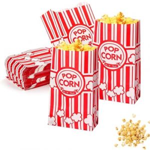 OUDQFCJ 30 pi&egrave;ces Sachet Popcorn en Papier, Sac Pop-corn Bags Pliable, Petites Bo&icirc;tes pour Machine &agrave; Pop Corn, Party, Carnaval, Cin&eacute;ma, R&eacute;tro Style Vintage (Petites) (Rayures Rouges et Blanches) (Mapico, neuf)
