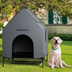 Nidouillet Maison de Chien pour Grande Race 122cm extérieur ou intérieur, résistant aux intempéries 600D PVC Grand Chiot Maison, Respirant 2x1 Tissu Textilene lit surélevé pour Chien (eTakinDirect, neuf)