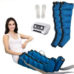 Bottes Pressothérapie XL, Machine de Pressothérapie, Masseur de Compression d'air Jambes Drainage Lymphatique, Appareil Circulation Sanguine Jambes, Massage et Relaxation (Bleu, 2 Legs) (NANNAN-DAMAI, neuf)