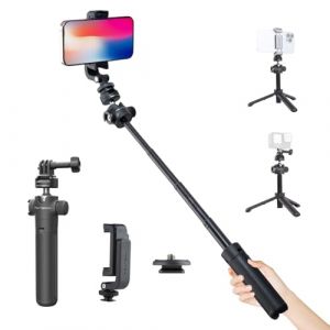 PGYTECH CapLock Perche d'extension trépied avec Clip pour téléphone pour DJI OSMO Action, Gopro Hero, OSMO Pocket, pour Insta, XiaoYi, caméras d'action Feiyu avec Adaptateur fileté 1/4"-20 (PGYTECH-Direct, neuf)