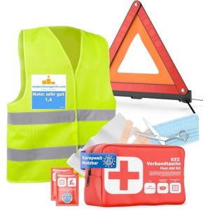 Pack de sécurité 6 en 1 Gilet de sécurité 2021, triangle de signalisation, trousse de premiers secours, disque de stationnement, couverture d'urgence UVM. - Premiers secours en cas d'accident (TK Gruppe GmbH, neuf)