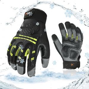 Vgo... 1 paire de gants de m&eacute;canicien, gants de travail de s&eacute;curit&eacute; imperm&eacute;ables pour chambre froide ou cong&eacute;lateur, avec doublure 3M Thinsulate, anti-choc, anti-vibration, 20℃/-4&deg;F (GA8954FW) (VGO GLOVES, neuf)