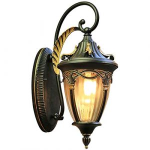Applique ancienne style E27 nostalgique Antique Alu Verre Luminaire Extérieur Applique, Lanterne E27 Eclairage du chemin pour l'éclairage extérieur de Balcon et cour et jardin maison (Color : Black) (VanMe, neuf)