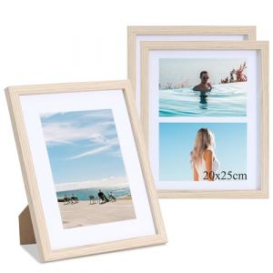 LYYYYX Cadre photo 20x25cm Cadre en bois avec passe-partout Présentoir photos 10x15cm et 13x18cm avec tapis Cadre MDF en set de 3, Cadre photo pour diplômes,photos, posters, puzzles (LYYYXGYP, neuf)