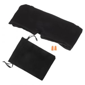 BAZEITFLOW Masque de Sommeil Antibruit en Tissu Doux Imitation Soie Noir, Bandeau Ajustable, avec Cache-Oreilles et Pochette de Rangement, Masque de Voyage Yeux, Sieste Repos Profond (KINING, neuf)