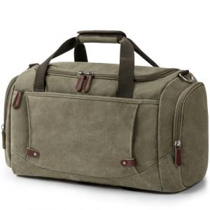 Virklyee Sac de Voyage Vintage Sac de Voyage en Cuir et Toile Sac Weekend Homme,Grande capacité 40l,Convient pour Voyage, Camping, Week - End Voyage,Toile Vintage (Vert) (OYSHOPP, neuf)