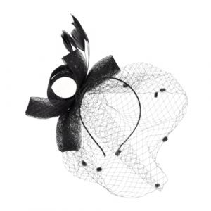 Ipetboom 1pièce Bandeau De Mariage Élégant Avec Voilette Tulle Et Plumes Accessoire Photo Pour Fête Nuptiale Noir (hikarish, neuf)