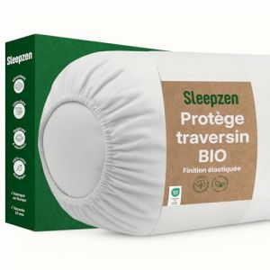 SLEEPZEN Protege Traversin 180 cm Absorbant - Lot de 1, Molleton 100% Coton Bio, Housse Traversin 180 cm Anti Acariens, Antibact&eacute;rien et Hypoallerg&eacute;nique - Non Imperm&eacute;able (AROUND STYLE, neuf)