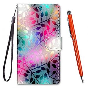 TOUCASA Coque pour iPhone XS,Housse iPhone X,Coque Cuir PU Portefeuille &agrave; Aimant Colourful Design Coque Rabat Portefeuille [Cr&eacute;atif Peint] &Eacute;tui pour iPhone XS/X (5,8 Pouces)-Feuilles Color&eacute;es (Mltour-EU, neuf)