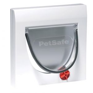 PetSafe Chatière Classique Staywell 4 options de fermeture manuelle, avec tunnel fixe, fermeture magnétique, assemblage facile, pour chat jusqu’à 7kg, résistant, blanc (Boulevard Online, neuf)