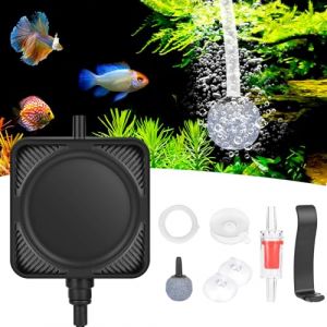 Pompe à Air Aquarium, GuKKK Silent Mini Pompe à Air Aquarium, 1.5W Puissante Sortie Bulleur Aquarium, Bulleur pour Aquarium avec Pierre à Bulles et Clapet Anti-Retour, 1M Tuyau (Bananheim Solutions KFT., neuf)