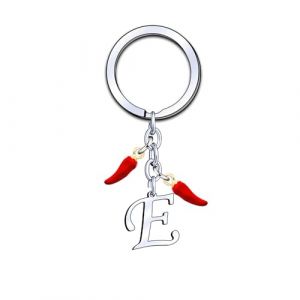 YUANSI Porte-clés Initial A-Z, Pendentif Décoratif Piment, Cadeau pour Femme Homme, Anniversaire Noël (E) (pingxiangshiyuansidianzishangwuyouxiangongsi, neuf)