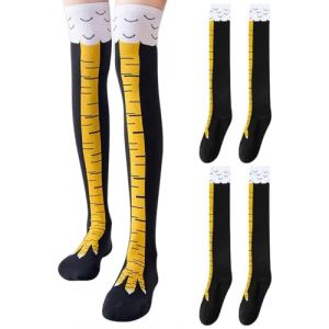 FUGLUS 2 PCS chaussettes poulet adulte chaussettes rigolotes chaussettes poulet costume chaussettes poulet femme cadeaux patte d'oiseau chaussettes poulet overknee bas rigolos chaussettes (BOOKING PRICELESS, neuf)