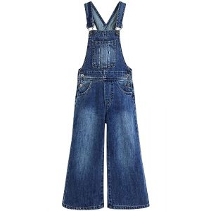 KIDSCOOL SPACE Salopette en jean slim pour fille, pantalon large en jean pour petits et grands enfants, bleu moyen, 6-7 ans (kidscool space, neuf)