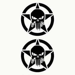 Autodomy Autocollants Tête de Mort Étoile Fondu Crâne Off Road 2 Unités | Autocollant Tete de Mort pour la Voiture ou la Moto | Sticker Skull Noir 15 Cm (Domy Company, neuf)