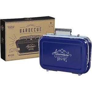 Gentlemen's Hardware GEN 253 Barbecue portable en forme de valise en acier inoxydable avec grille et plateau à charbon inclus Bleu marine 32 x 31,5 x 40 cm (Ponera, neuf)