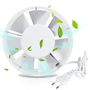 Izrielar Ventilateur Extracteur d'air 150mm, évacuation des fumées Ventilateur de gaine 320m³/h Extracteur d'air Ventilateur pour cuisine, WC, garage, serre, fiche EU (JinShing, neuf)