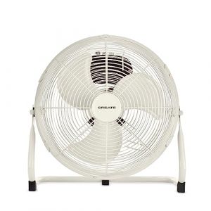 CREATE / AIR FLOOR RETRO/Ventilateur de sol industriel blanc cassé / 16 pouces, débit d'air puissant, 3 vitesses, silencieux, léger, pieds antidérapants. (CREATE, neuf)