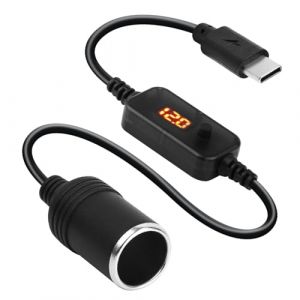 C&acirc;ble d'alimentation USB C M&acirc;le vers Allume-Cigare 12 V, 0,3M USB C M&acirc;le vers 12V Voiture Allume-Cigare Prise C&acirc;ble d'alimentation Type-C pour Cam&eacute;ra Embarqu&eacute;e GPS (FengShuL, neuf)