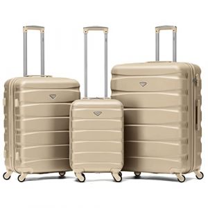 Flight Knight Lot De 3 Moyen Et Grand Valises Rigides Legeres en ABS A 4 Roues Cabine Bagage A Main pour Plus De 60 Compagnies Aeriennes -easyJet, Jet2 Et Taille Max Ryanair (Priority) 55x40x20cm (Prime Brands Group FR, neuf)
