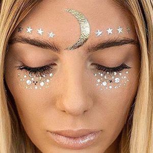 Face Tattoo Face Sticker Tatouage temporaire brillant métallique pour l'effet Glitter, les parties, les spectacles et le maquillage (F23) (Yalei Zhanshi, neuf)